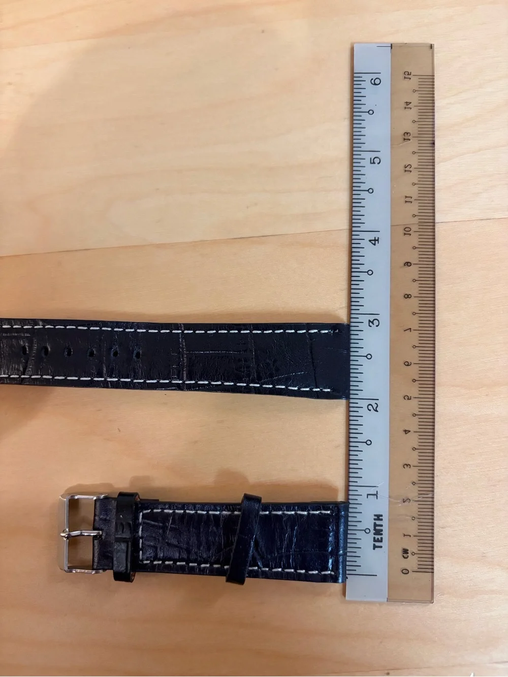 Men’s Genuine Leather Croc Embossed Watch Band Black 20mm New